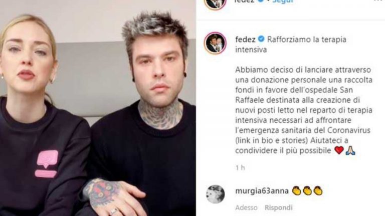 I Ferragnez donano 100mila Euro all’ospedale San Raffaele