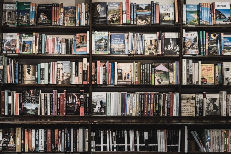 Libri su uno scaffale.