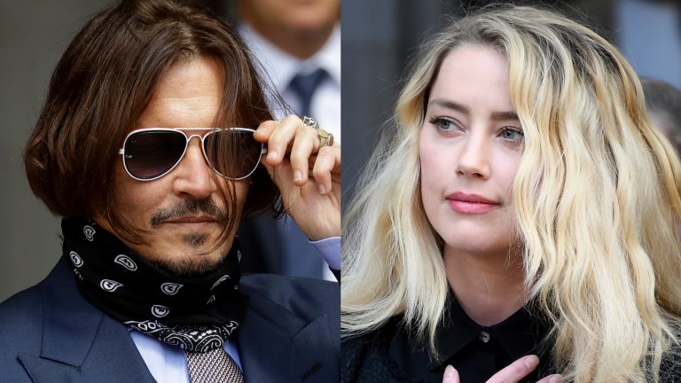 Johnny Depp a sinistra e Amber Heard a destra