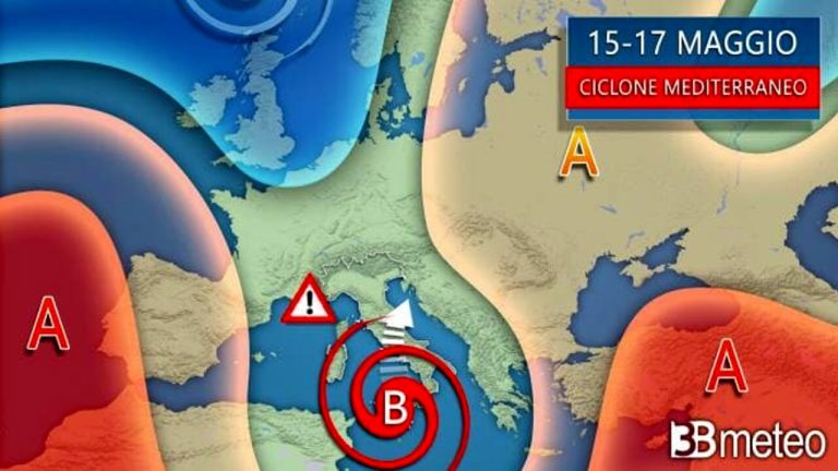 Arriva il ciclone mediterraneo, insolito per la stagione primaverile