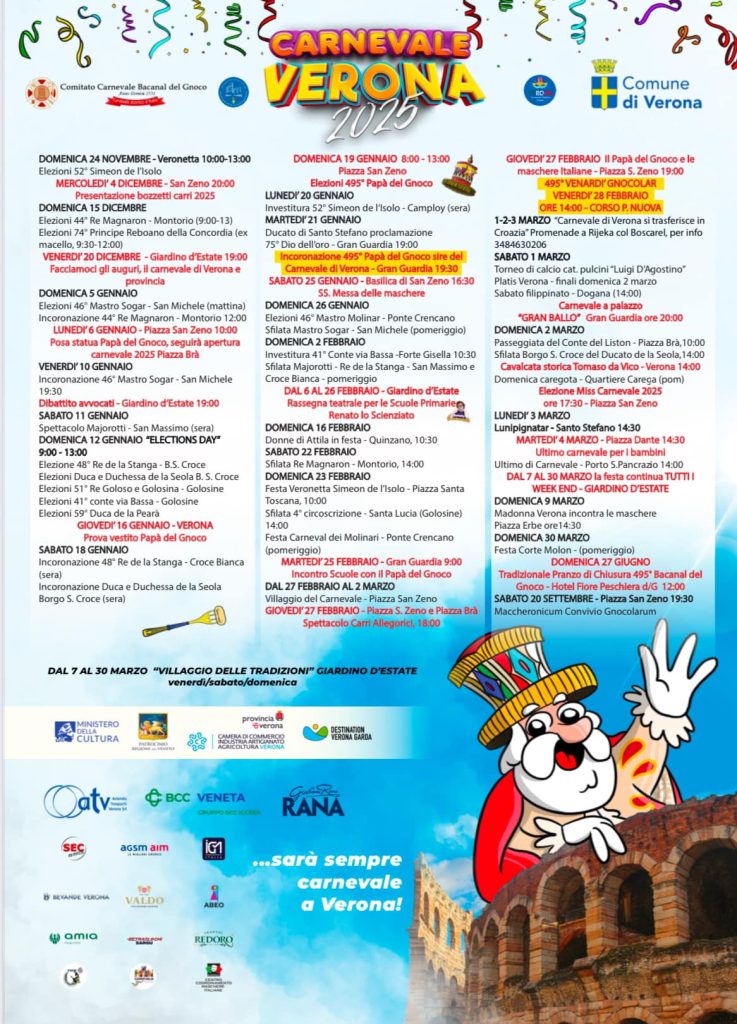 Manifesto del programma di Carnevale del 2025 a Verona