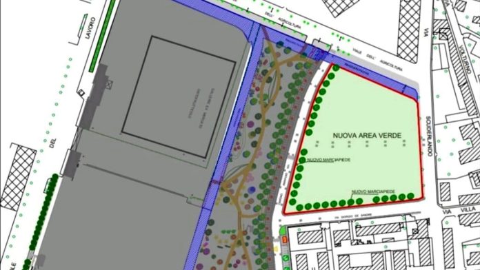 Piantina dall’alto del progetto di ingrandimento del parco