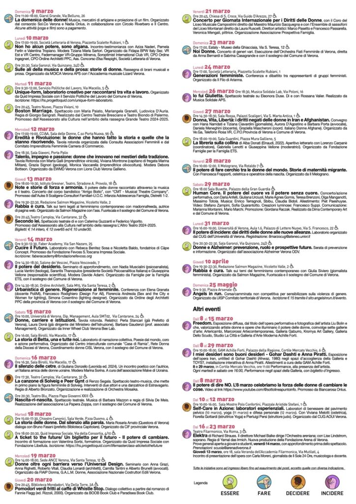 Eventi organizzati a Verona per la festa delle donne