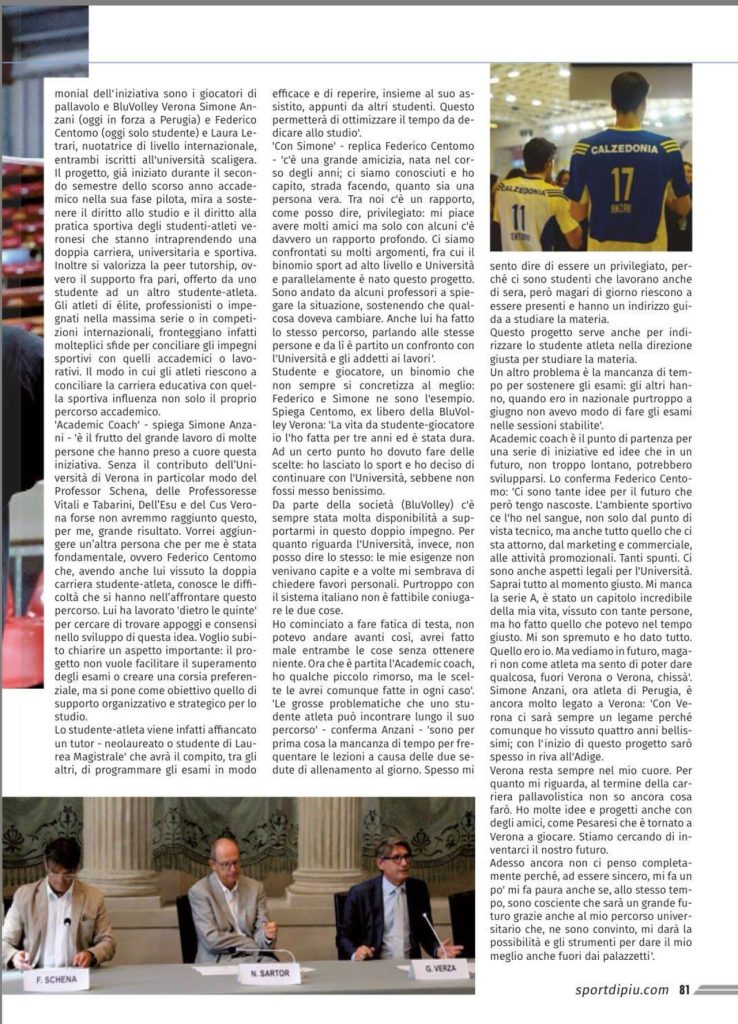 Centomo e Anzani, la coppia testimonial dell'Academic Coach Project